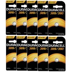 10 Pcs Duracell 390 389 SR54 SR1130W Silver Oxide Watch Batteries