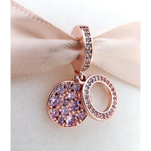 Authentic Pandora  ROSE™ SPARKLING Pink DOUBLE DANGLE CHARM #789186