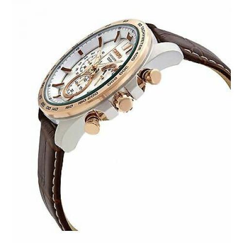Seiko SSB306P1 Men's Chronograph White Dial Brown Strap Watch
