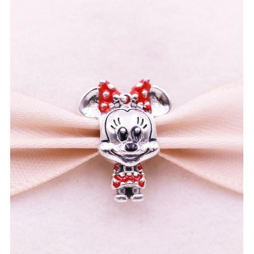 New Authentic Pandora  Disney Minnie Dotted Dress Bow Silver Charm 798880