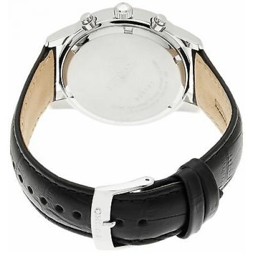 Seiko Men's SNDC33 Classic Black Leather Black Chronograph Dial Watch
