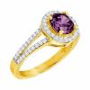 Natural Amethyst & Created White Sapphire Halo Ring, Gold-Plated Sterling Silver