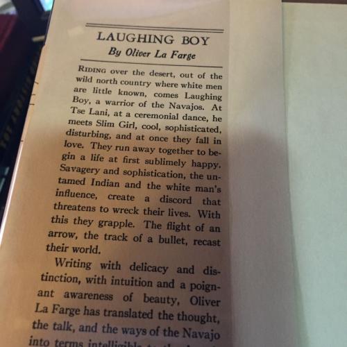 LAUGHING BOY 1st edition, 2nd printing jacket La Farge Pulitzer Prize winner