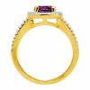 Natural Amethyst & Created White Sapphire Halo Ring, Gold-Plated Sterling Silver