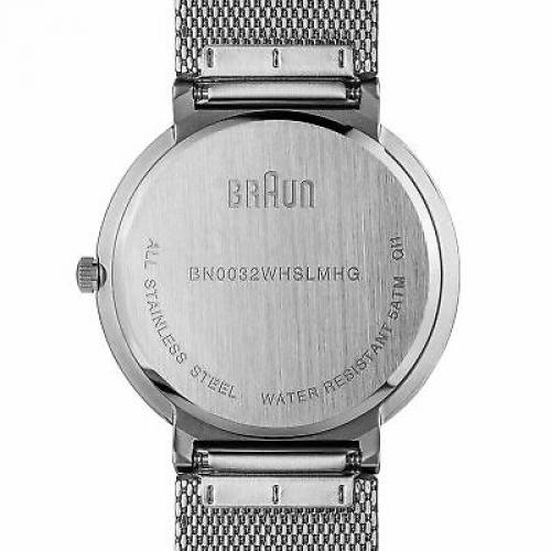 Braun Men's Stainless steel Mesh Quartz Silver Toned Watch BN0032WHSLMHG 