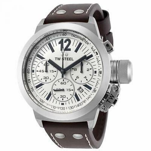 NEW TW Steel Men's CEO Canteen Chronograph Leather Band Watch - CE1007