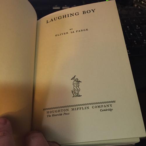 LAUGHING BOY 1st edition, 2nd printing jacket La Farge Pulitzer Prize winner