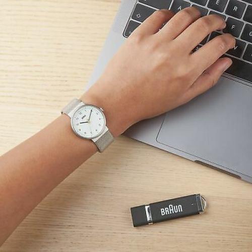 Braun Women's BN0031WHSLMHL Silver-Tone Watch with Mesh Stainless Steel band 