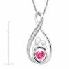 3/4 ct Created Stone & White Sapphire Mother & Child Pendant in Sterling Silver