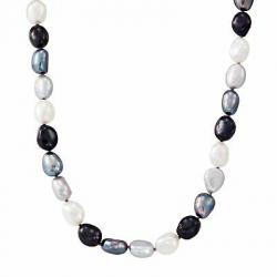 Honora 8-9 mm Tuxedo Baroque FW Cultured Rice Pearl Strand Necklace in Silver