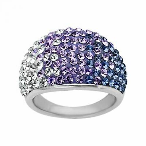 Crystaluxe Dome Ring with Purple-Lavender-White Fade Swarovski Crystals, Silver