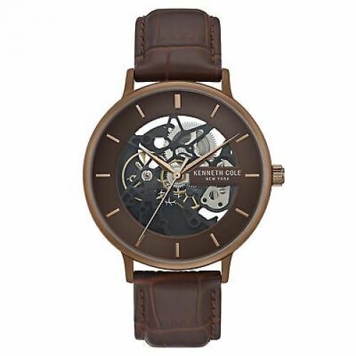 Kenneth Cole New York Men's Brown Stainless Steel & Leather Watch KC50780002