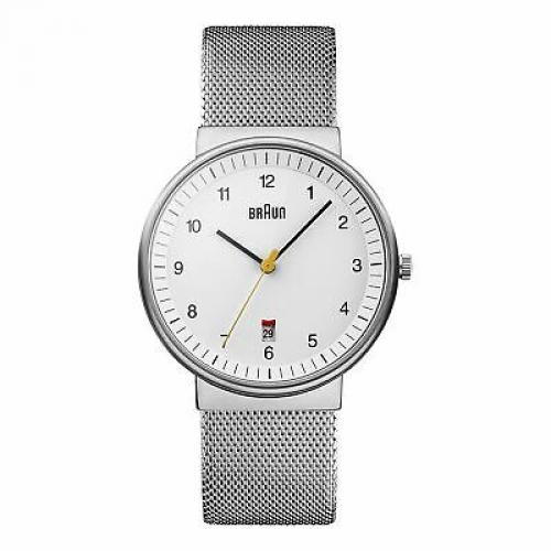 Braun Men's Stainless steel Mesh Quartz Silver Toned Watch BN0032WHSLMHG 