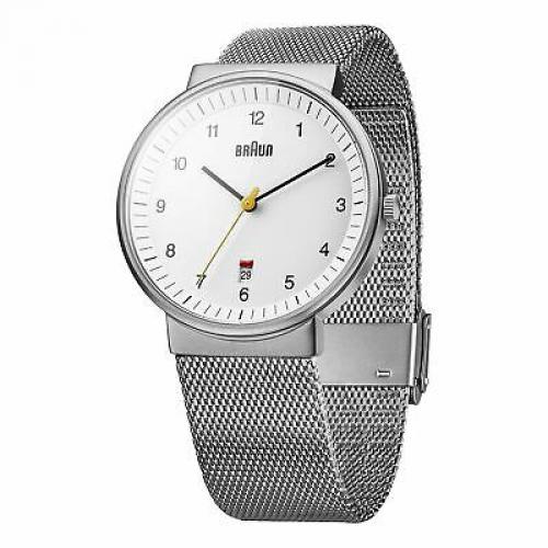 Braun Men's Stainless steel Mesh Quartz Silver Toned Watch BN0032WHSLMHG 