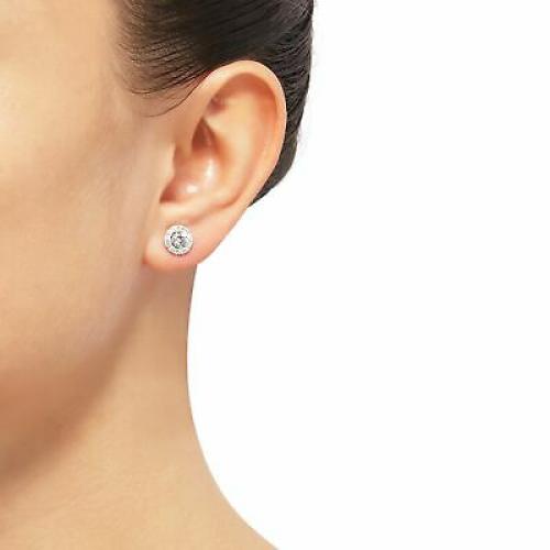 1 ct Lab Grown Diamond Halo Stud Earrings in 10K White Gold