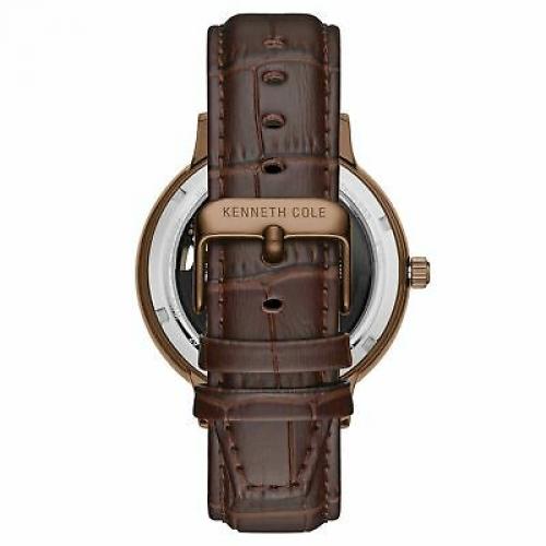 Kenneth Cole New York Men's Brown Stainless Steel & Leather Watch KC50780002