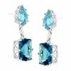 32 ct Created Sky Blue Topaz & Spinel Drop Earrings in Rhodium-Plated Brass