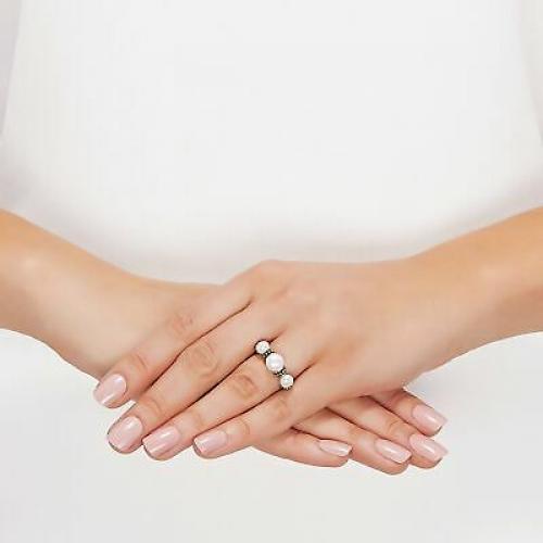 Honora 5.5-7.5 mm Triple Freshwater Pearl 14K Gold Plated Pallini Ring in Silver