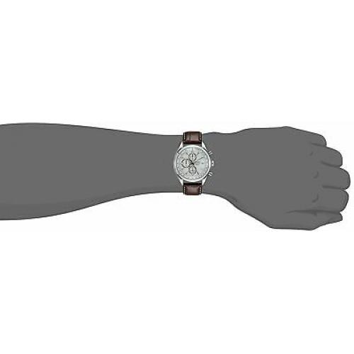 Seiko Chronograph SSB181 Silver Tone Dial Brown Leather Band Men's Watch