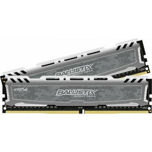 Ballistix Sport LT 16GB (8GBx2) DDR4 2666MHz DR x8 DIMM BLS2K8G4D26BFSB (Gray)