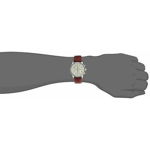 Seiko Men's Classic Stainless Steel & Brown Leather Chronograph Watch SNDC31