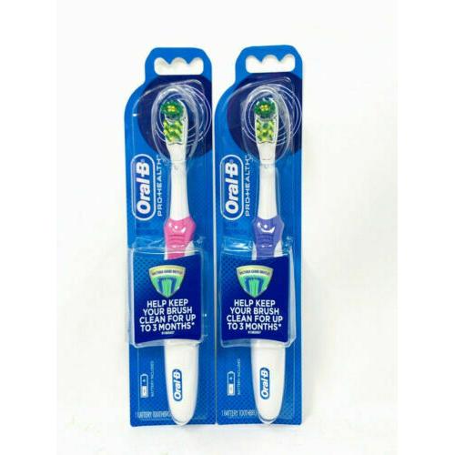 2 Oral-B Pro-Health Battery Powered Toothbrush Bacteria Guard Bristles Adult