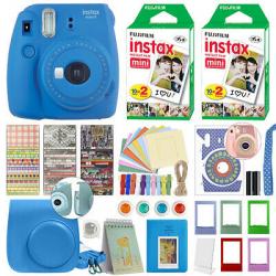 Fujifilm Instax Mini 9 Instant Film Camera Cobalt Blue + 40 Film Deluxe Bundle