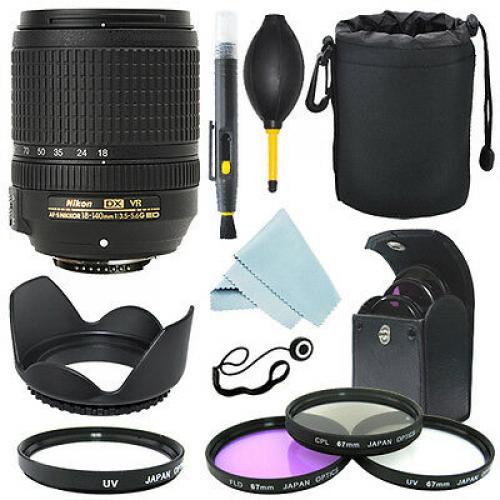 Nikon 18-140mm f/3.5-5.6G VR Lens + Soft Lens hood +Filter Kit + Accessory kit