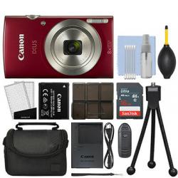 Canon IXUS 185 / ELPH 180 20.0MP Digital Camera 8x Optical Zoom Red + 16GB Kit