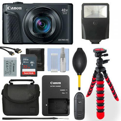 Canon PowerShot SX740 20.3MP Digital Camera Black+ 32GB Deluxe Accessory Package