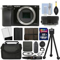 Sony Alpha a6000 Mirrorless Digital Camera with 16-50mm Lens Black + 16GB Kit
