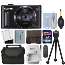 Canon PowerShot SX610 20.2MP Digital Camera 18x Optical Zoom Black + 16GB Kit