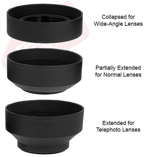 55mm Soft Rubber Collapsible Lens Hood For Nikon 18-55 AF-P Lens & More