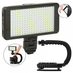 Vidpro LED-230 Video Lighting Kit Diffuser Battery & Charger+ Stabilizing Handle