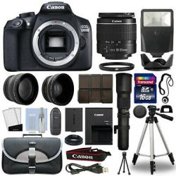 Canon EOS T6 / 1300D DSLR Camera + 4 Lens 18-55mm + 500mm + 16GB Telephoto Kit