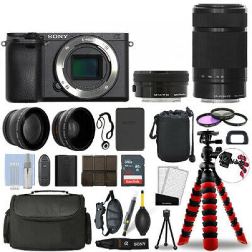 Sony Alpha a6400 Camera Black + 16-50mm + 55-210mm 32GB Multi Lens Bundle