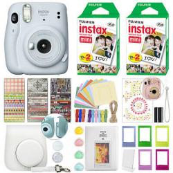 Fujifilm Instax Mini 11 Instant Film Camera Ice White + 40 Film Deluxe Bundle
