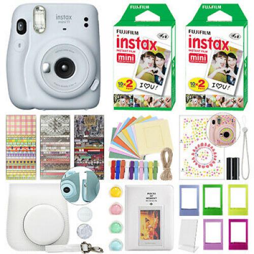 Fujifilm Instax Mini 11 Instant Film Camera Ice White + 40 Film Deluxe Bundle