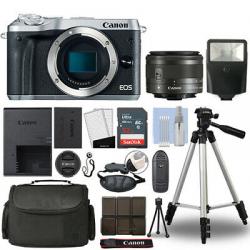 Canon EOS M6 Mirrorless Digital Camera with 15-45mm STM Lens Silver+ 32GB Bundle