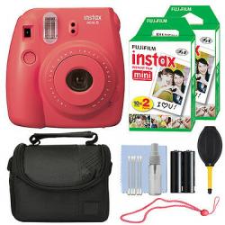 Fuji Fujifilm Instax Mini 8 Instant Film Camera Rasberry + 40 Film Accessory Kit