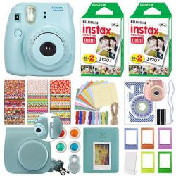 Fuji Instax Mini 8 Fujifilm Instant Film Camera Blue + 40 Film Deluxe Bundle