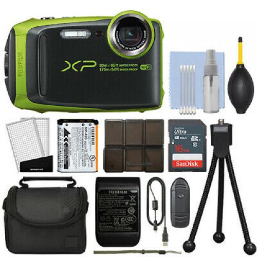 Fujifilm FinePix XP125 16.4MP Digital Camera Lime Full-HD + 16GB Kit