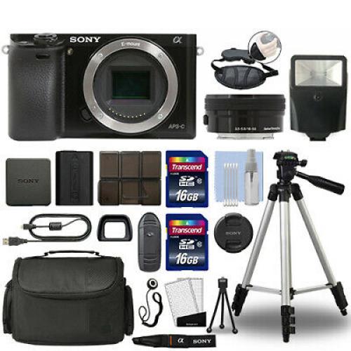 Sony Alpha a6000 Mirrorless Digital Camera with 16-50mm Lens Black + 32GB Bundle