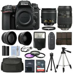 Nikon D7500 DSLR Camera + 4 Lens Kit 18-55mm VR + 70-300mm + 16GB Top Value Kit
