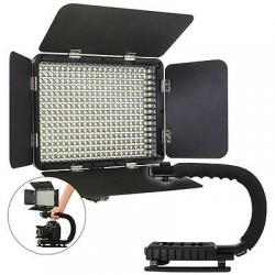 Vidpro LED-330X Variable-Color On-Camera LED Video Light Kit + Stabilizing Handle