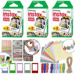 Fujifilm Instax Mini Instant Film Fuji 60 Sheets + Frames & Accessory Décor Set