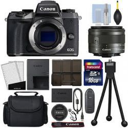 Canon EOS M5 Mirrorless Digital Camera with 15-45mm STM Lens Black + 16GB Kit
