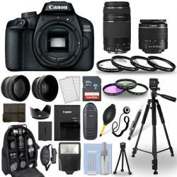 Canon EOS 4000D / Rebel T100 DSLR Camera + 18-55mm + 70-300mm + 30 Piece Bundle
