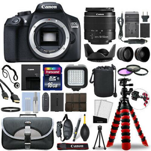 Canon EOS T6 / 1300D DSLR Camera with 18-55mm Lens + 16GB Mega Accessory Bundle