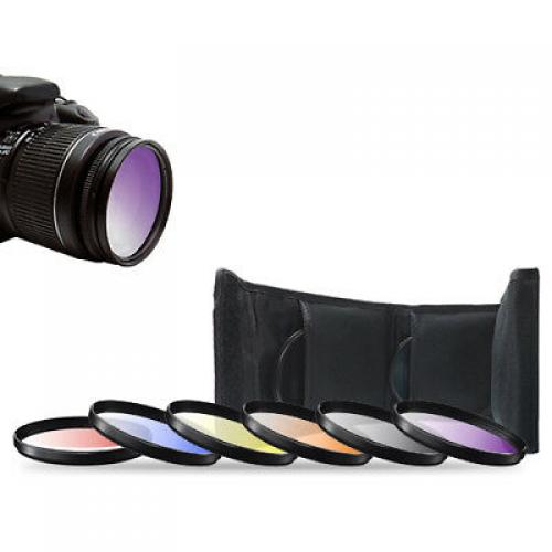 52mm 6 Piece Gradual Color Filter Kit Orange Yellow Blue Purple Red Grey